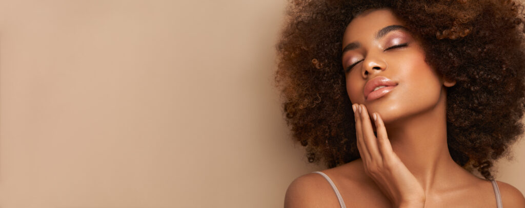 beauty portrait of african american girl with afro hair. beautiful black woman. cosmetics, makeup and fashion